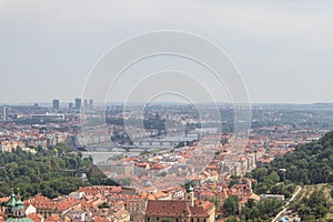 View of Prague old town with red rufs, Prague, Czech Republic
