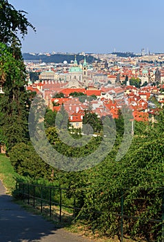 View of Prague with tile roofs