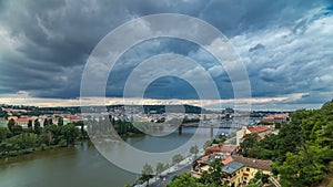 View of Prague timelapse from the observation deck of Visegrad. Prague. Czech Republic.