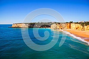 View of Praia da Senhora Rocha, Algarve region, Portugal