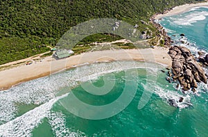A view of Praia Mole Mole beach, Galheta and Gravata - popular beachs in Florianopolis, Brazil