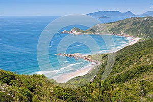 A view of Praia Mole Mole beach and Galheta  - popular beachs in Florianopolis, Brazil