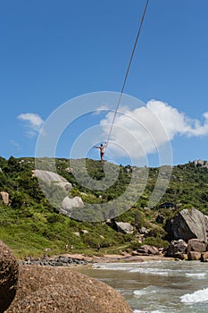 A view of Praia Mole Mole beach and Galheta  - popular beachs in Florianopolis, Brazil