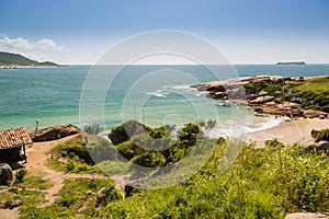 A view of Praia Mole Mole beach and Galheta  - popular beachs in Florianopolis, Brazil