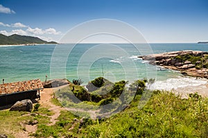 A view of Praia Mole Mole beach and Galheta  - popular beachs in Florianopolis, Brazil