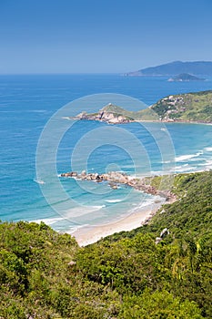 A view of Praia Mole Mole beach and Galheta  - popular beachs in Florianopolis, Brazil