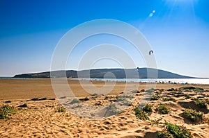 View of Prasonisi Kite Beach and kiss of the two seas. Rhodes, G