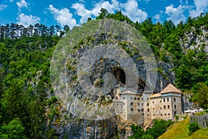 View of Predjama castle in Slovenia