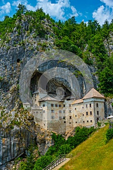 View of Predjama castle in Slovenia