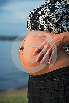 View of a pregnant woman and her nice belly
