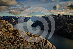 View from Preikestolen Lysefjorden, Stavanger, Norway