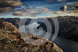 View from Preikestolen Lysefjorden, Stavanger, Norway