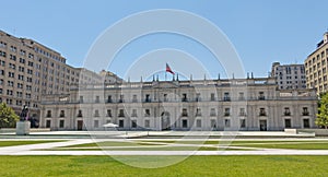 View of the presidential palace, known as La Moneda, in Santiago, Chile