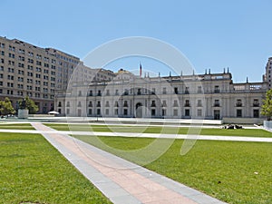 View of the presidential palace, known as La Moneda, in Santiago photo