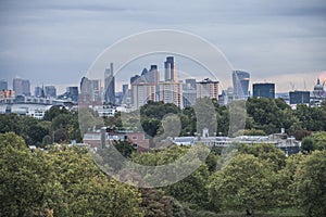 The view from Primrose Hill, London; the park.