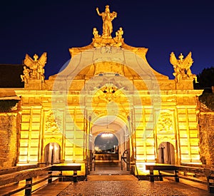 View at principal gate for entrance in medieval fortress of Alba Iulia Carolina