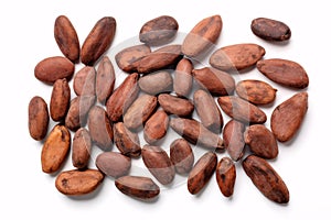 A view of pristine cocoa fruits and moistened parched cocoa beans