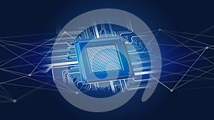 Processor chip and network connection - 3d render