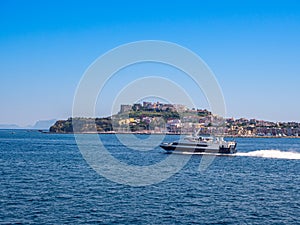 View on Procida in the gulf of Naples Italy