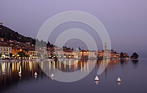 View of the promenade of Lake Garda in the evening.