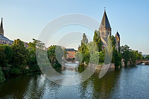 View Of Protestant New Temple Temple Neuf Church Island at Metz France