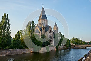 View Of Protestant New Temple Temple Neuf Church Island at Metz France