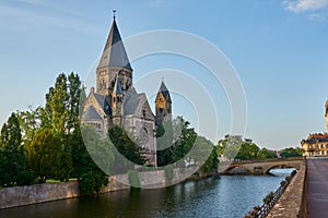 View Of Protestant New Temple Temple Neuf Church Island at Metz France