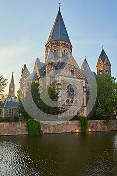 View Of Protestant New Temple Temple Neuf Church Island at Metz France