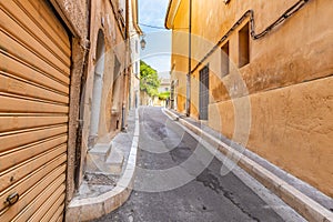 View of provence typical city Aix en Provence with old house facade in the morning