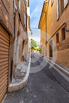 View of provence typical city Aix en Provence with old house facade in the morning