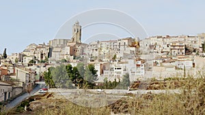 View of province of Cervera, ancient European city located on hilly area in Segarra area