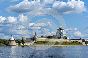 View of Pskov Krom from the Bank of the Velikaya river