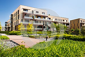 View of public park with block of flats