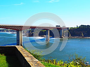 View of Puente de los Santos bridge in Ribadeo