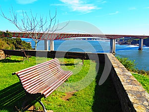 View of Puente de los Santos bridge in Ribadeo