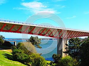 View of Puente de los Santos bridge in Ribadeo