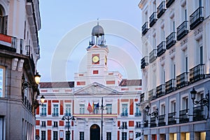 View of Puerta del Sol In Madrid at Sunset