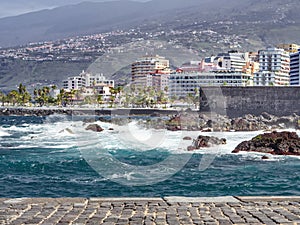 View of Puerto de la Cruz seen from the harbor