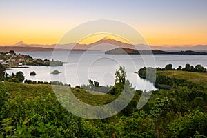 View of Puerto Octay at the shores of Lake Llanquihue photo