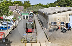 View of Puffing Billy, Torrington Station, Tarka Railway with Engine and Tarka Trail at Great Torrington - Looking Towards Bidefor