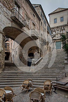 Girona, Spain - 21st October 2022 : A view of the Pujada de Sant Domenec or Saint Domenec Stairs photo