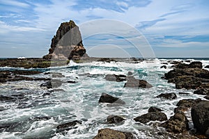 View of Pulpit rock at Cape Schanck in in Mornington Peninsula National Park.