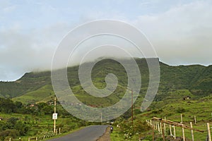 View of Purandar Fort in rainy season, Pune