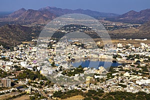 View of Pushkar lake from Savitri Mata temple