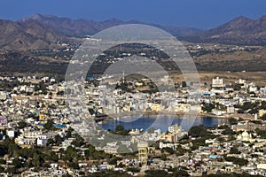 View of Pushkar lake from Savitri Mata temple