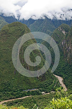 View at the Putucusi Mountain, Machu Picchu, Peru photo