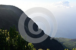 View from Puu O Kila Lookout at Waimea Canyon State Park on the island of Kauai in Hawaii