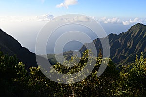 View from Puu O Kila Lookout at Waimea Canyon State Park on the island of Kauai in Hawaii