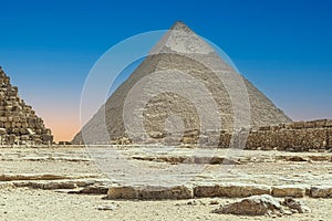 View with the Pyramid of Cheops. Al Haram, Giza Governorate, Egypt, Africa