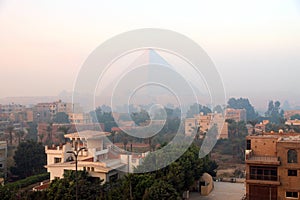 View with the Pyramid of Cheops, the biggest from the site of the great pyramids of the Giza Governorate Egypt Africa